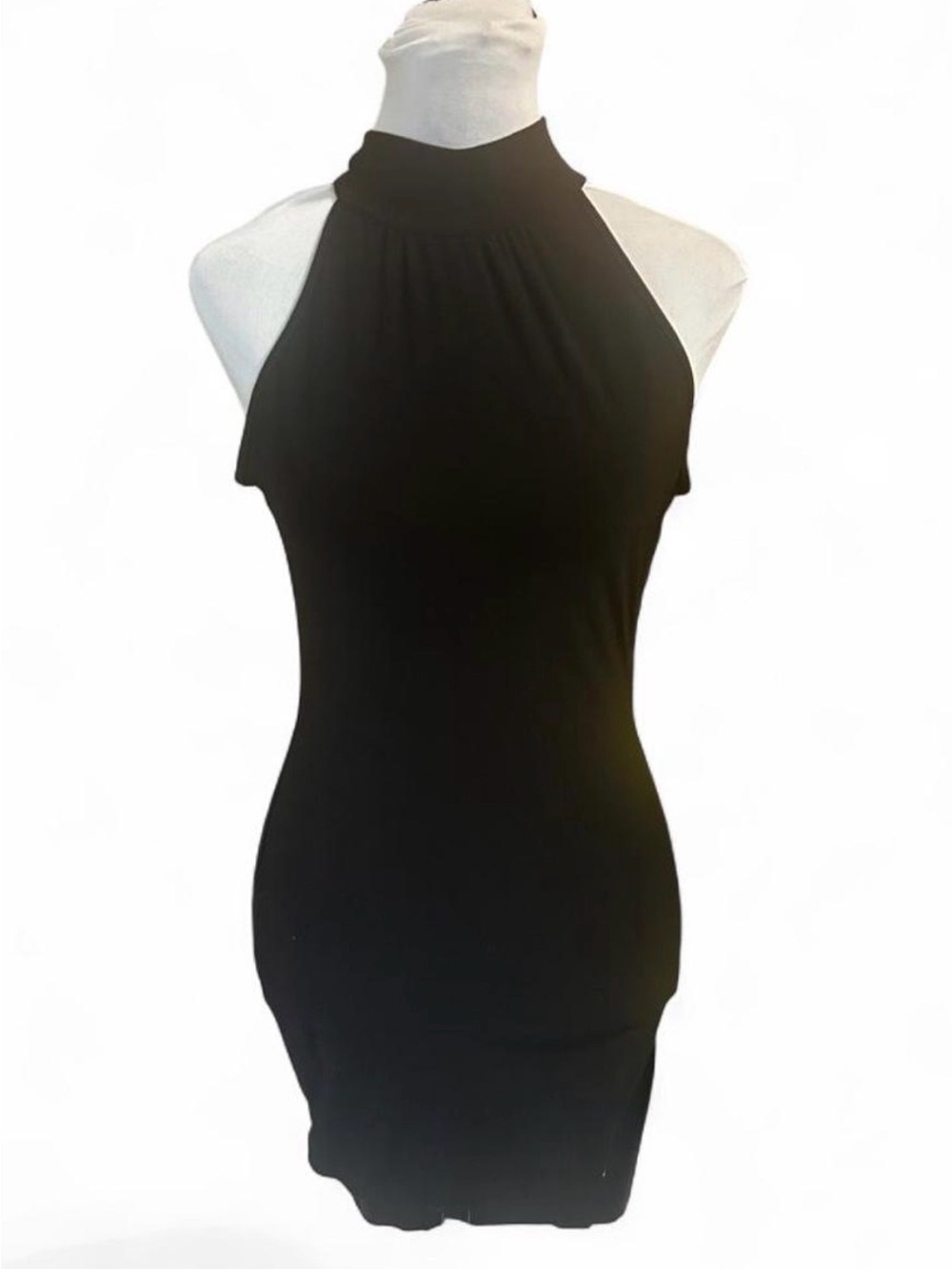 Black Ruffle Backless Halter Dress